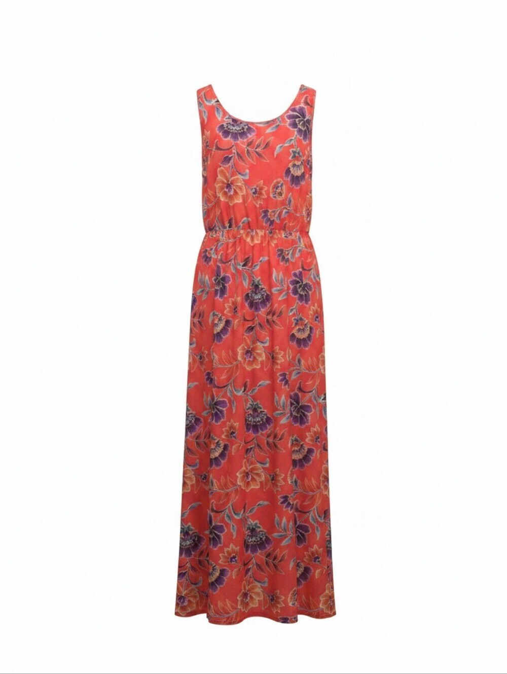 Lildy Sleeveless Coral Floral Maxi Dress, Floral, Flowy, Summer Vibes, Soft L-XL - Picture 5 of 10